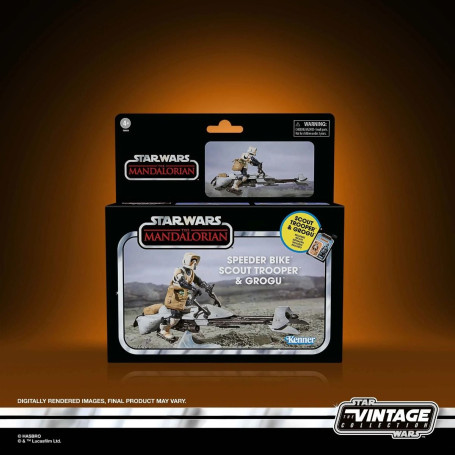 Hasbro - Star Wars The Vintage Collection - Speeder Bike, Scout Trooper & Grogu - The Mandalorian