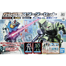 Bandai - Gunpla - Gundam 1/144 HG - Gunpla Starter Set RX-78-2 and MS-06F Zaku II - Mobile Suit Gundam