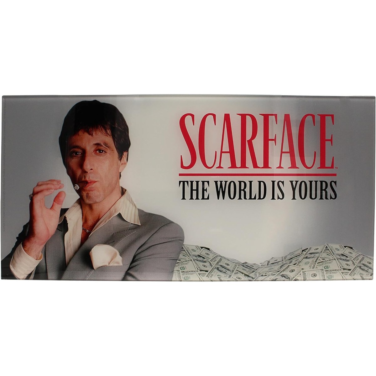 SD Toys - Scarface glass poster "The World is yours" grey background