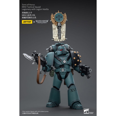 JoyToy Space marines - Sons of Horus - MKIV Tactical Squad Legionary with Legion Vexilla 2 1/18 - Warhammer 40K