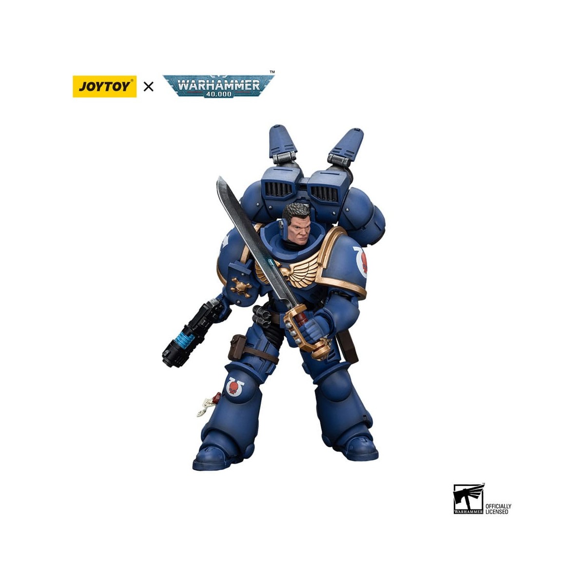 JoyToy - Space Marines - Ultramarines - Jump Pack Intercessors Sergeant With Plasma Pistol And Power Sword 1/18