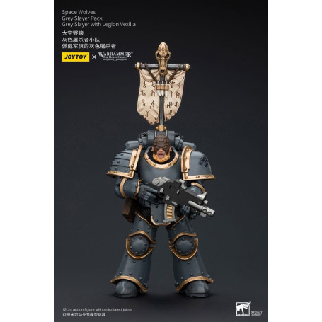 JoyToy Space Marines - Space Wolves - Grey Slayer Pack - Grey Slayer With Legion Vexilla 1/18