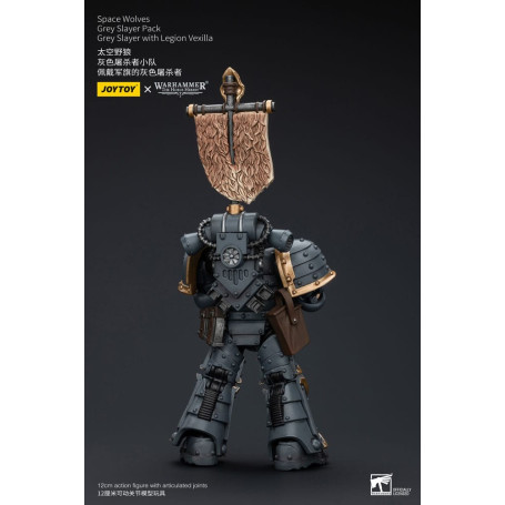 JoyToy Space Marines - Space Wolves - Grey Slayer Pack - Grey Slayer With Legion Vexilla 1/18