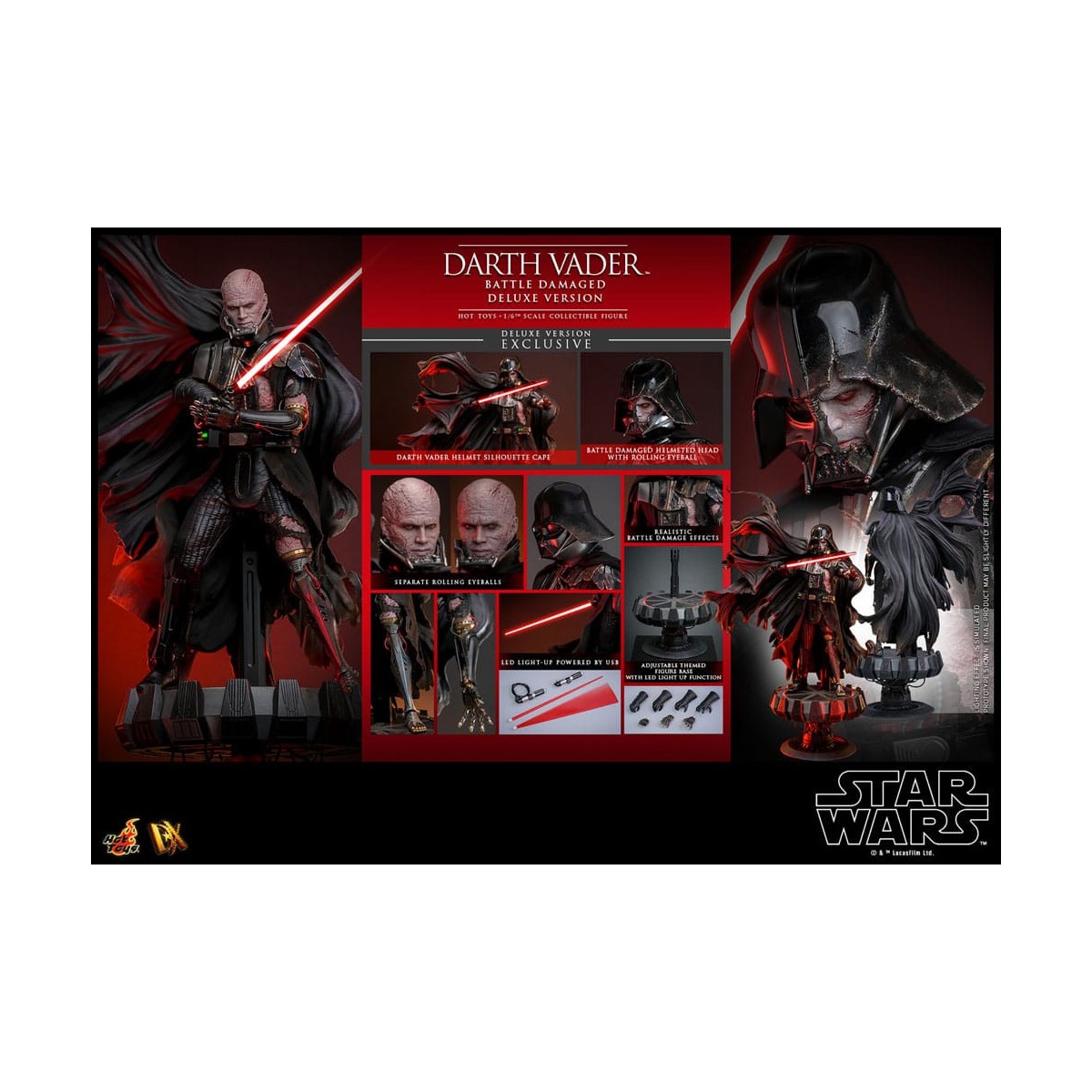 Hot toys Star Wars: Darth Vader Battle Damaged Deluxe Version MMS 1/6
