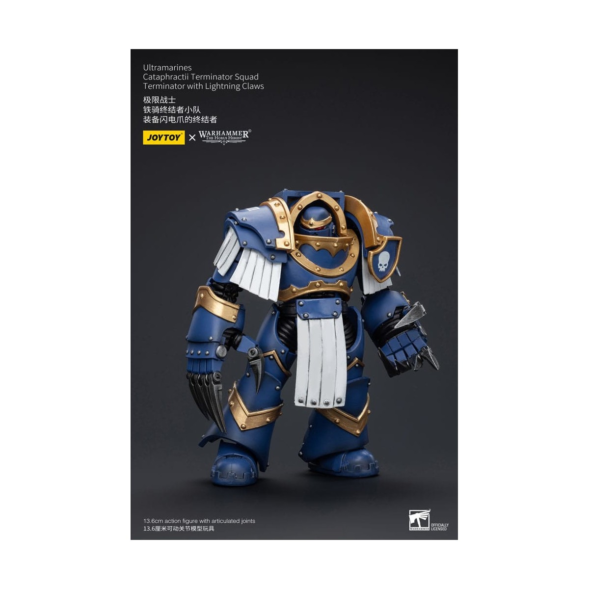 JoyToy - Space Marines - Ultramarines - Cataphractii Terminator Squad - Terminator with Lightning Claws 1/18
