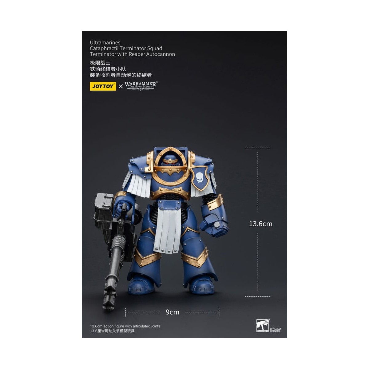JoyToy - Space Marines - Ultramarines - Cataphractii Terminator Squad - Terminator with Reaper Autocannon 1/18