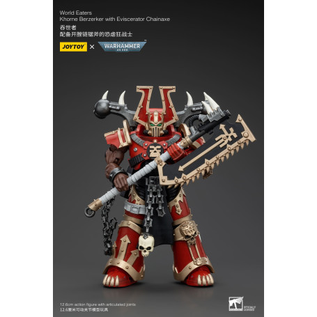 JoyToy Chaos Space Marines - World Eaters Khorne Berzerker with Eviscerator Chainaxe 1/18 - Warhammer 40K