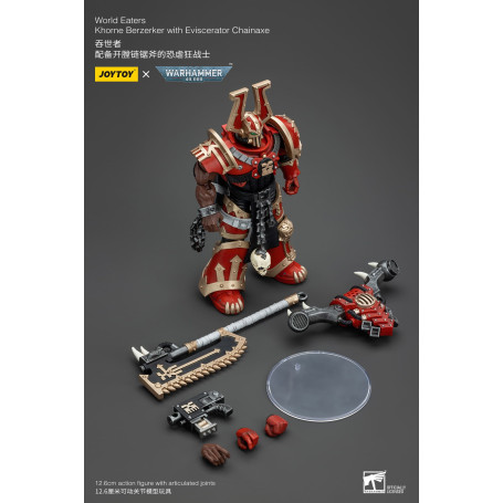 JoyToy Chaos Space Marines - World Eaters Khorne Berzerker with Eviscerator Chainaxe 1/18 - Warhammer 40K