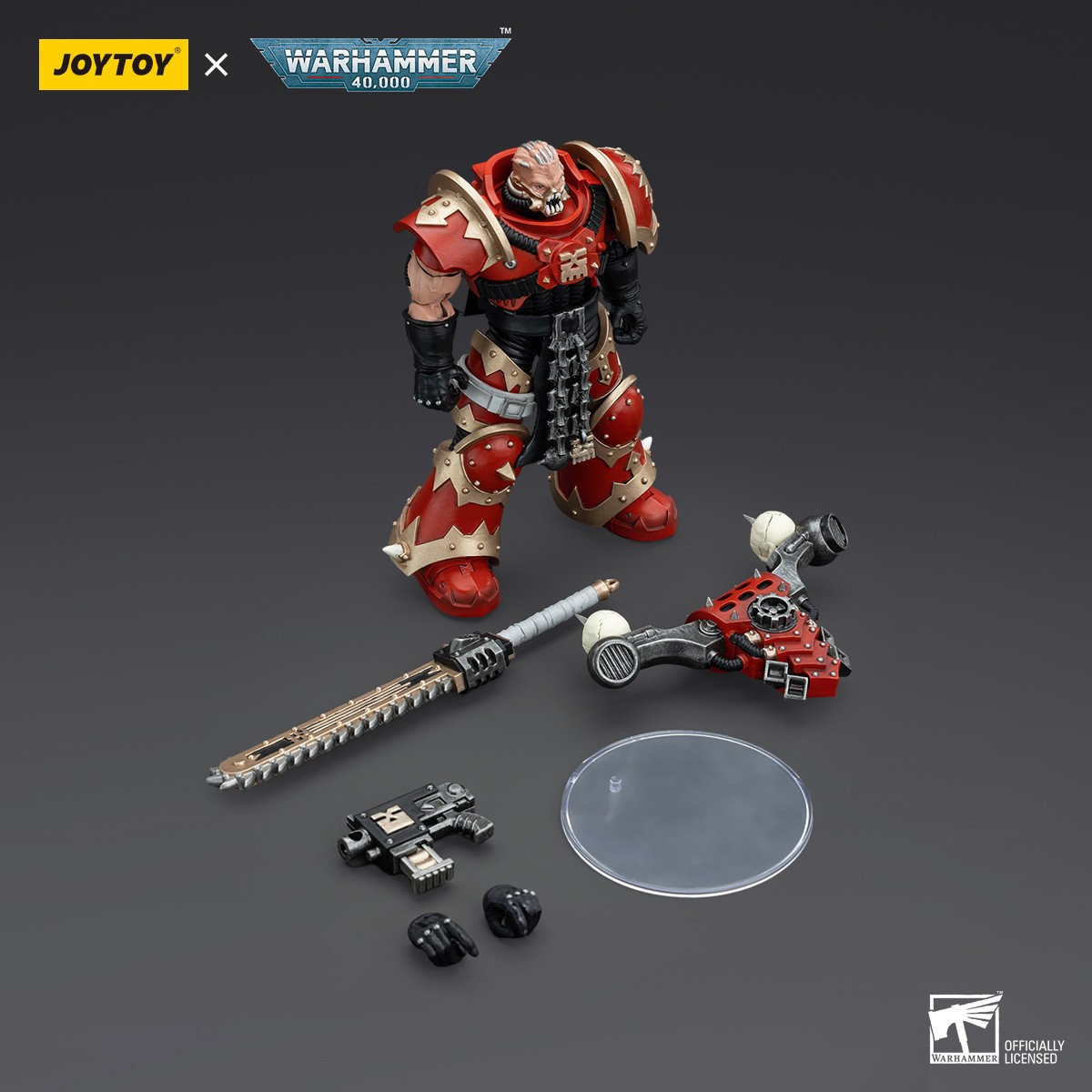 JoyToy Chaos Space Marines - World Eaters Khorne Berzerker with Eviscerator Chainsword 1/18 - Warhammer 40K