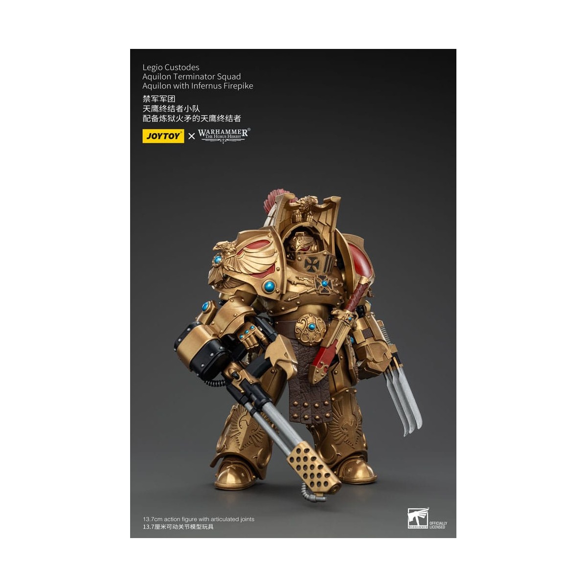 JoyToy Space Marines - Legio Custodes Aquilon Terminator Squad - Aquilon with Infernus Firepike