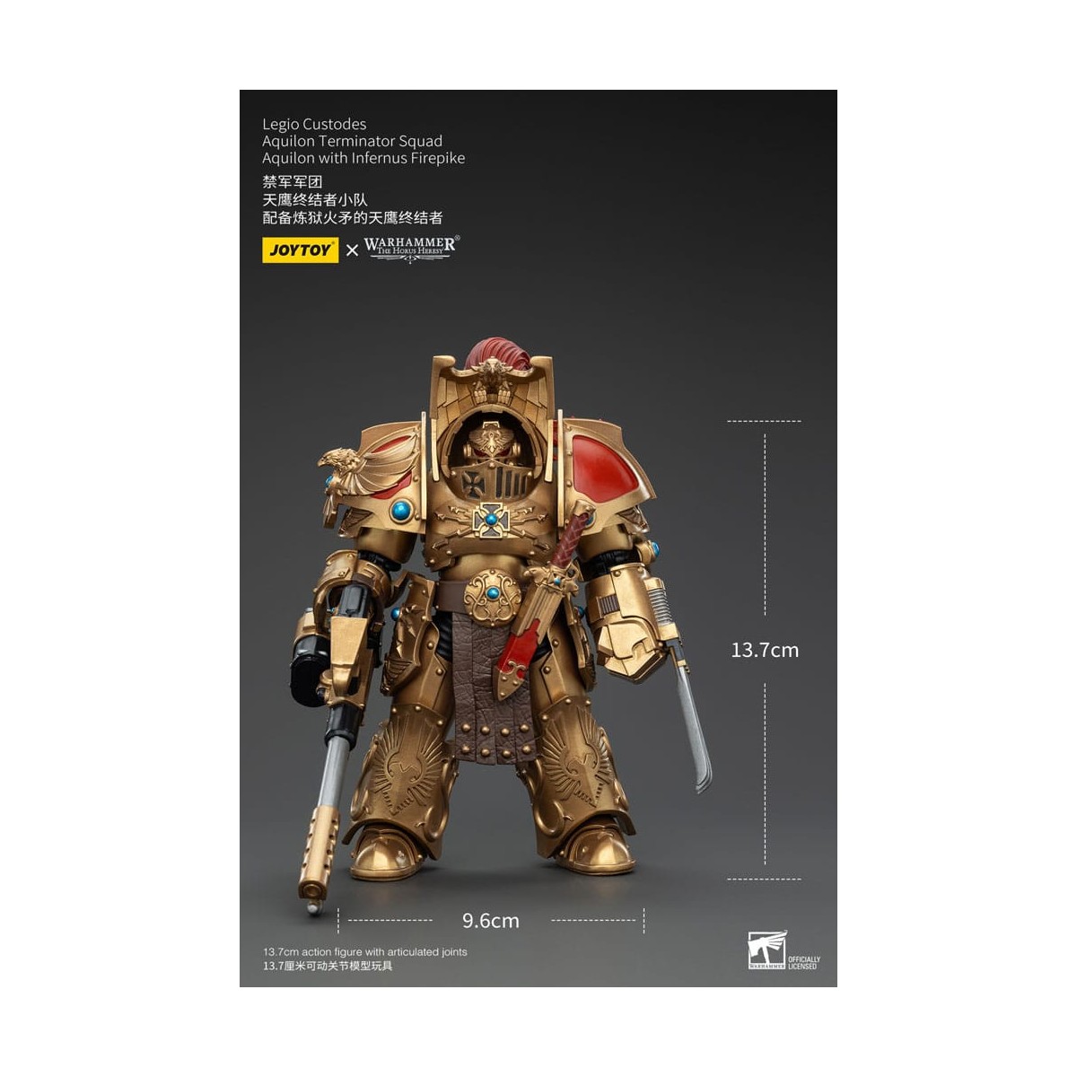 JoyToy Space Marines - Legio Custodes Aquilon Terminator Squad - Aquilon with Infernus Firepike