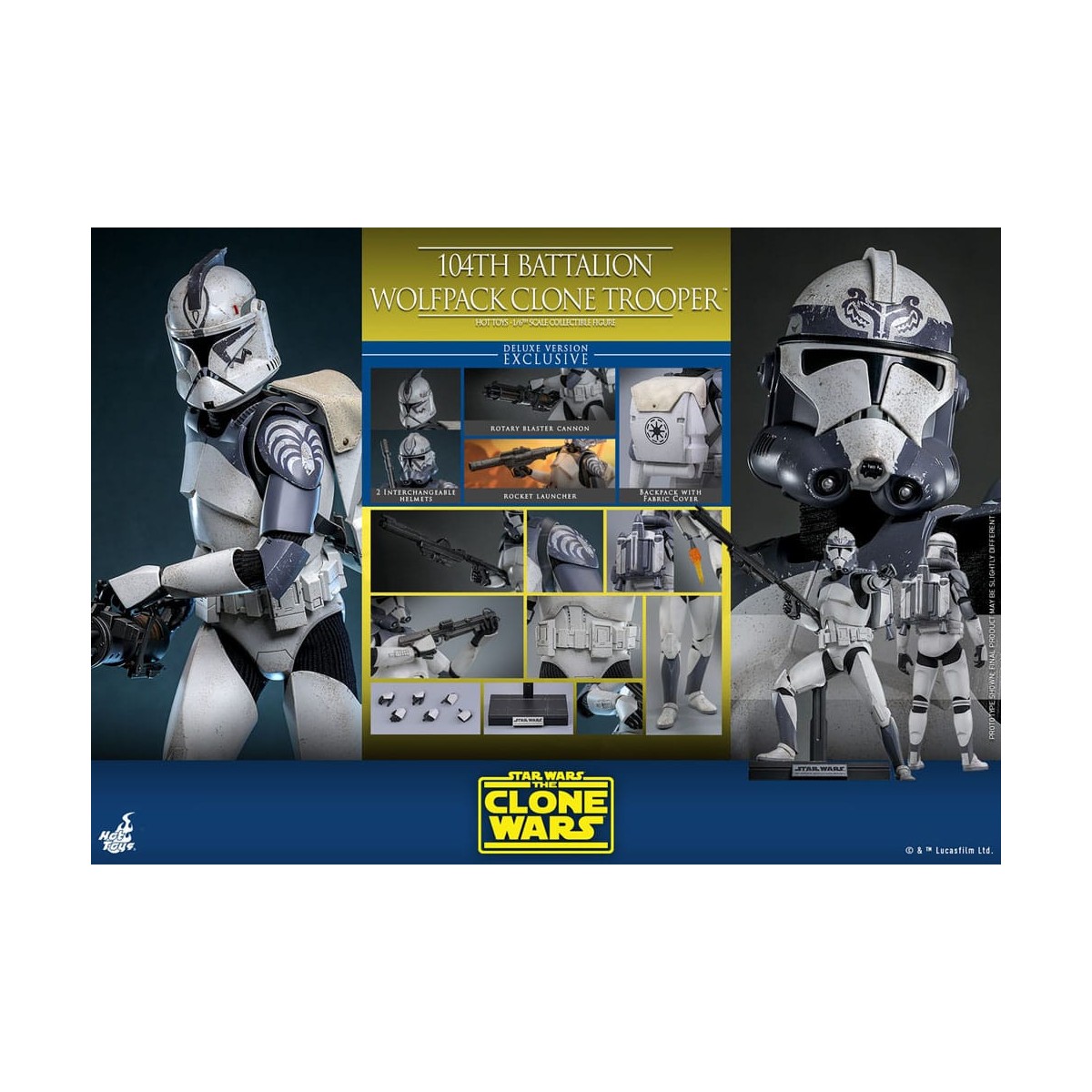 Hot Toys Star Wars - 104th Battalion Wolfpack Clone Trooper Deluxe Version - The Clone Wars 1/6