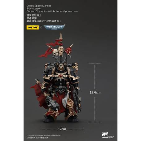 JoyToy Space Marines - Black Legion - Chosen Champion with bolter and power maul 1/18 - Warhammer 40K