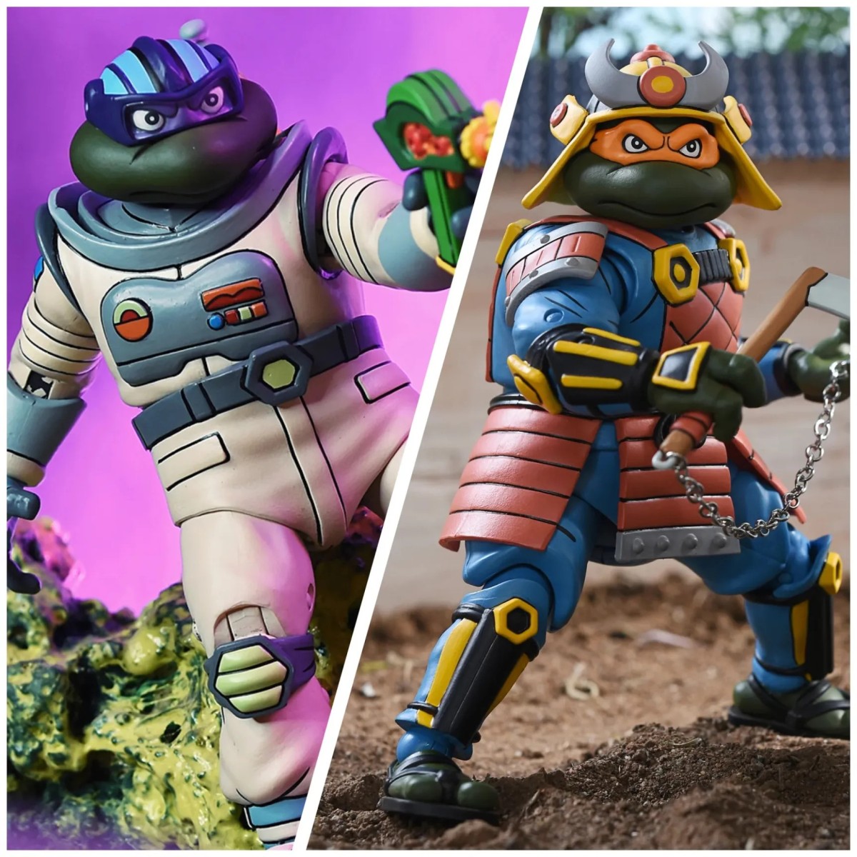 NECA - Space Adventure Donatello & Samurai Adventure Michelangelo - TMNT Cartoon