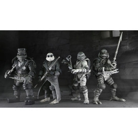 NECA - Pack 4 Turtles Black & White figures - Universal Monsters x TMNT