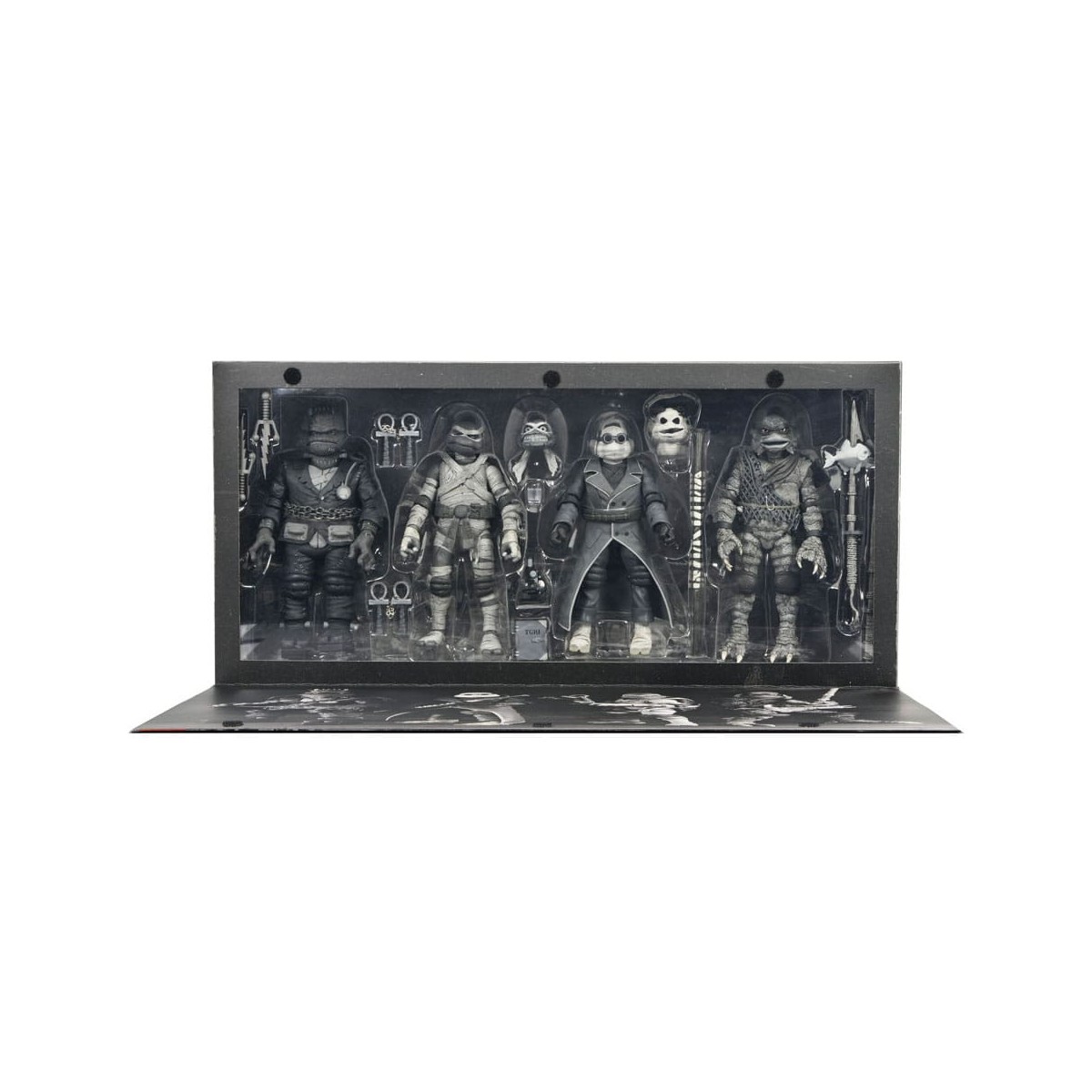 NECA - Pack 4 Turtles Black & White figures - Universal Monsters x TMNT
