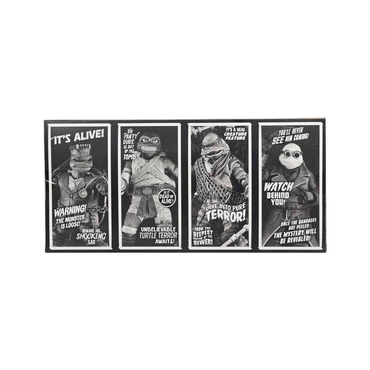 NECA - Pack 4 Turtles Black & White figures - Universal Monsters x TMNT