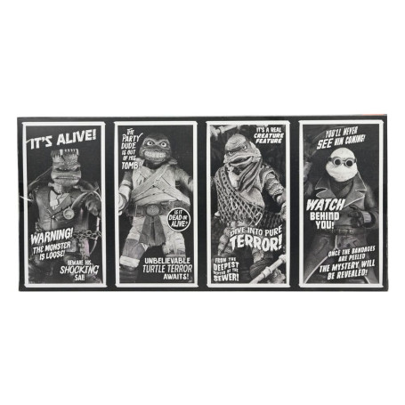 NECA - Pack 4 Turtles Black & White figures - Universal Monsters x TMNT