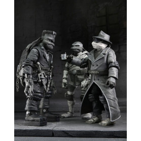 NECA - Pack 4 Turtles Black & White figures - Universal Monsters x TMNT