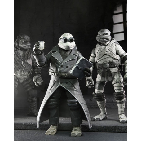 NECA - Pack 4 Turtles Black & White figures - Universal Monsters x TMNT