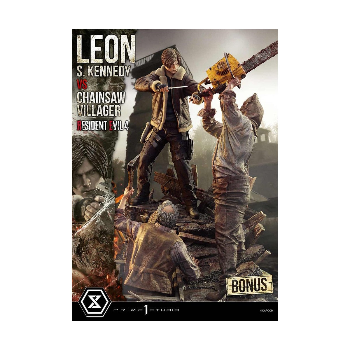Prime 1 Studio - Resident Evil 4 Leon S. Kennedy vs. Chainsaw Villager Bonus Ver. - Ultimate Premium Masterline Series 1/4