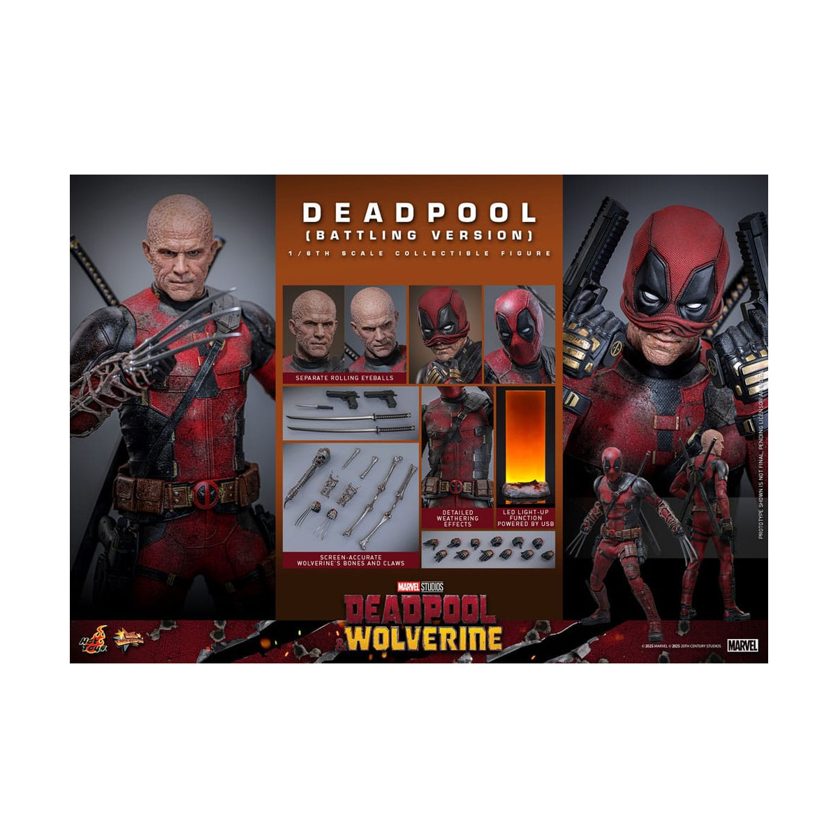 Hot Toys Marvel Deadpool & Wolverine - Deadpool (Battling Version) MMS 1/6