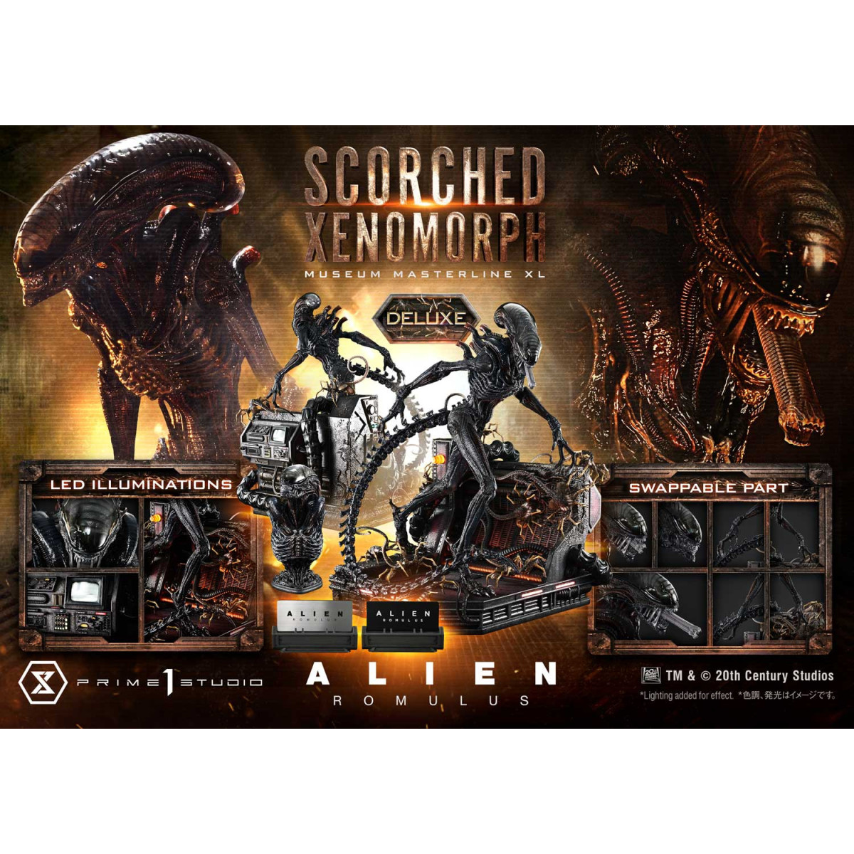 Prime 1 Studio - Scorched Xenomorph DX Bonus Version 1/3 - Alien: Romulus Museum Masterline XL