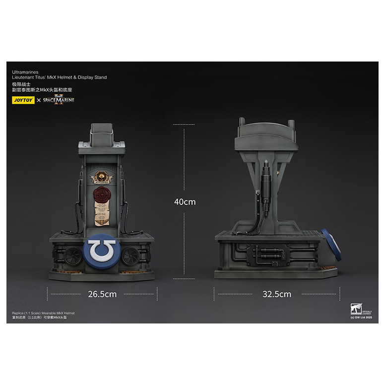 JoyToy - Space Marines II - Ultramarines Lieutenant Titus' MkX Helmet display-stand-11