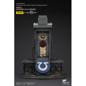 JoyToy - Space Marines II - Ultramarines Lieutenant Titus' MkX Helmet display-stand-11