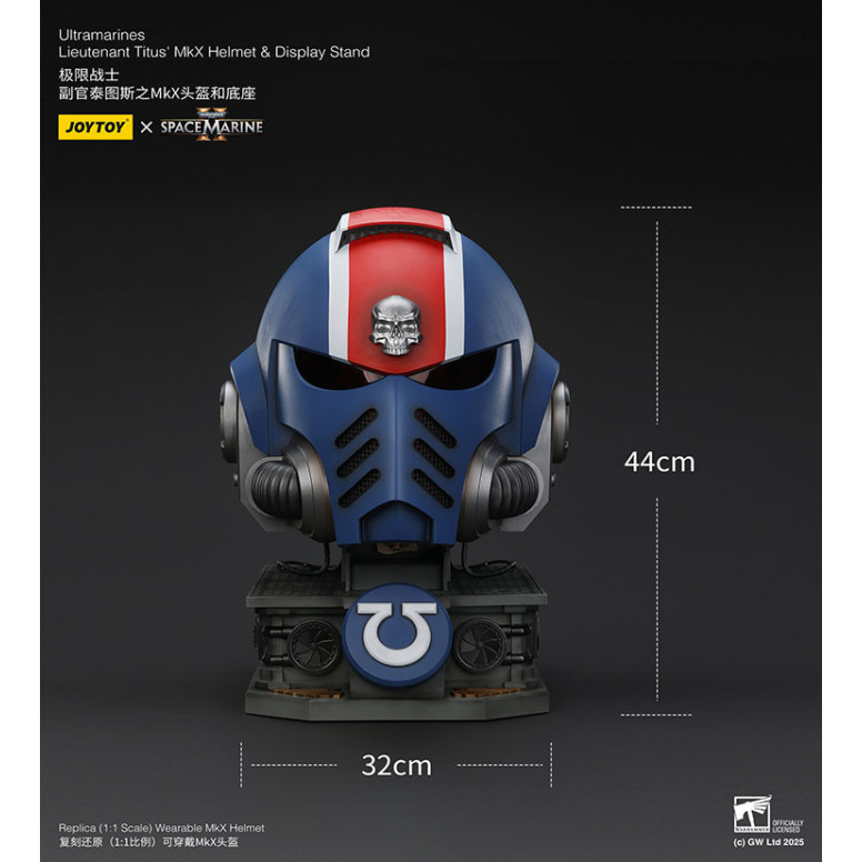 JoyToy - Space Marines II - Ultramarines Lieutenant Titus' MkX Helmet display-stand-11