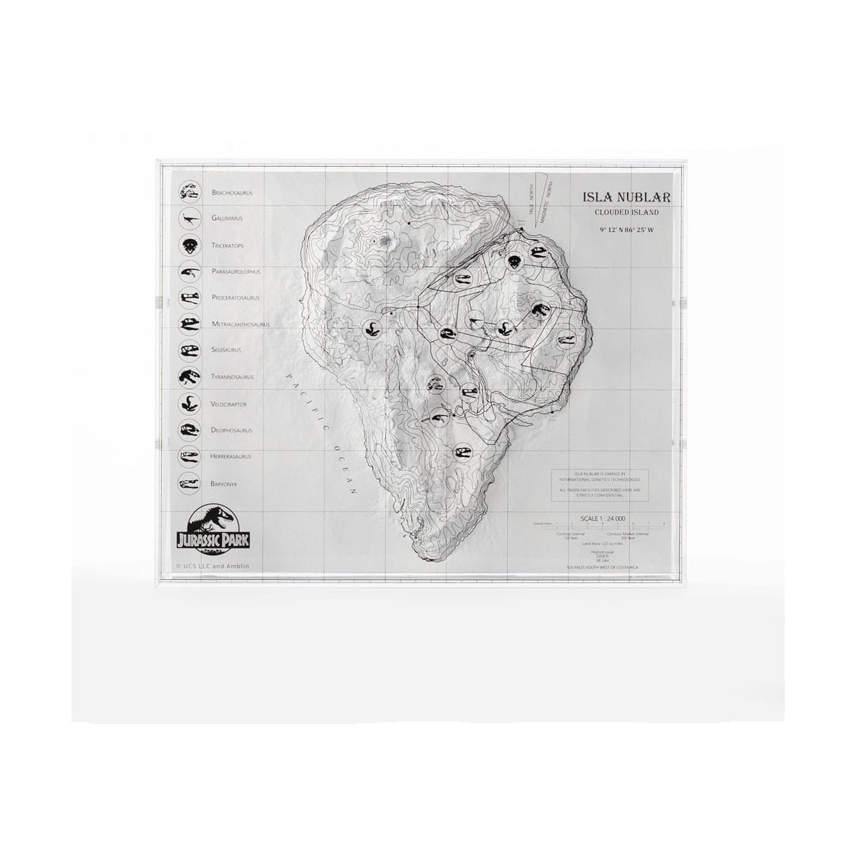 ECC Elite Creature Collectibles - Jurassic Park Topographic Map Isla Nublar