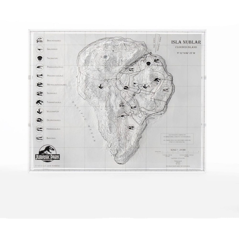 ECC Elite Creature Collectibles - Jurassic Park Topographic Map Isla Nublar