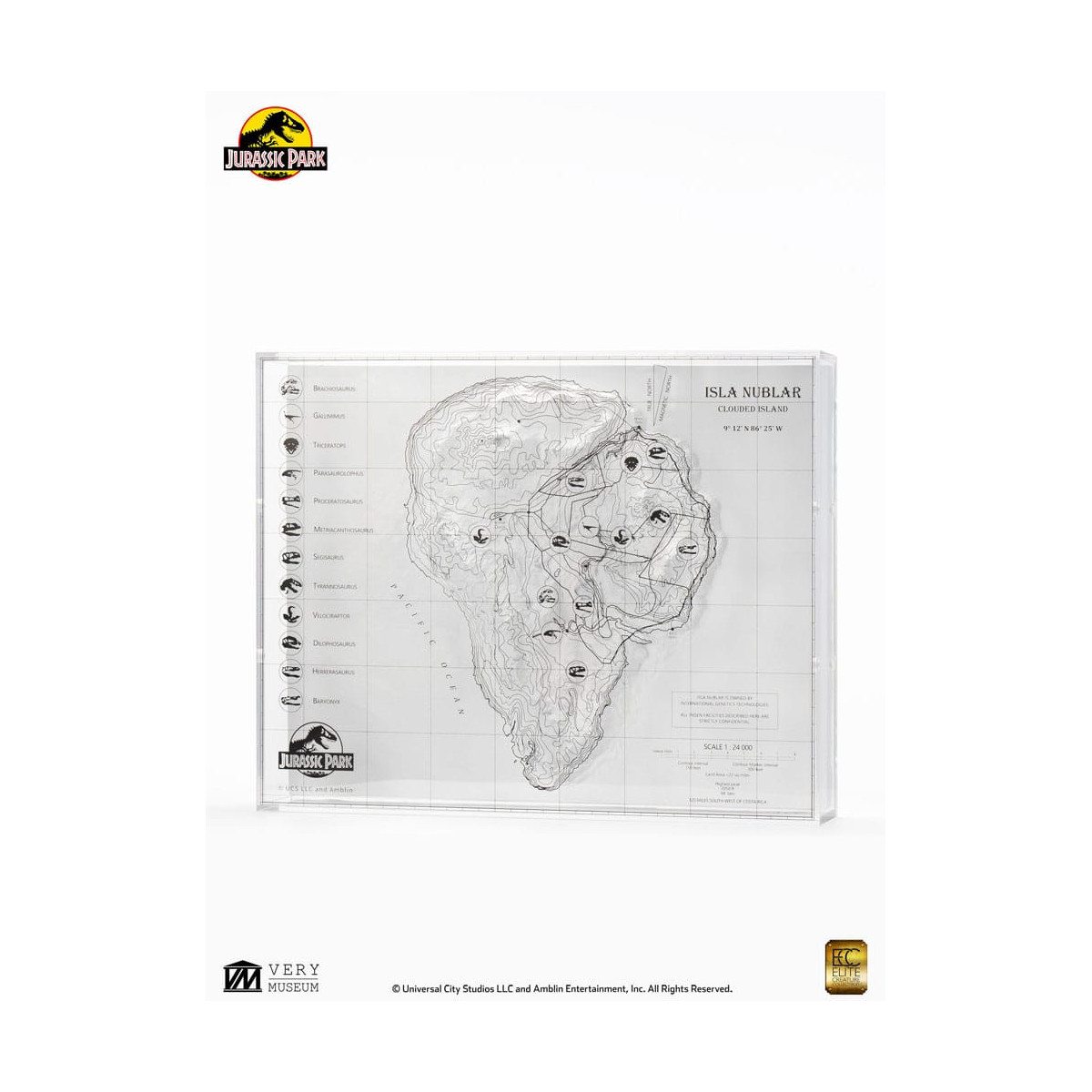 ECC Elite Creature Collectibles - Jurassic Park Topographic Map Isla Nublar