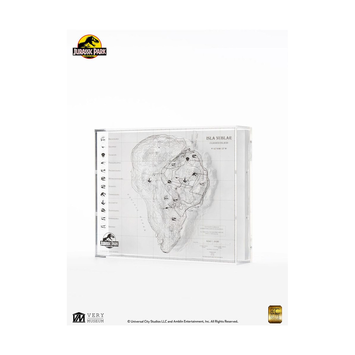 ECC Elite Creature Collectibles - Jurassic Park Topographic Map Isla Nublar