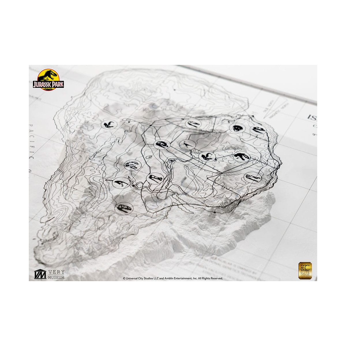 ECC Elite Creature Collectibles - Jurassic Park Topographic Map Isla Nublar
