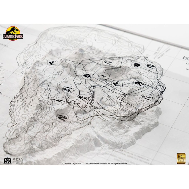 ECC Elite Creature Collectibles - Jurassic Park Topographic Map Isla Nublar