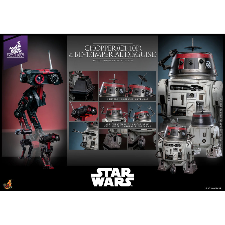 Hot Toys Star Wars - Chopper (C1-10P) & BD-1 (Imperial Disguise) - Rebels Hot Toys Exclusive