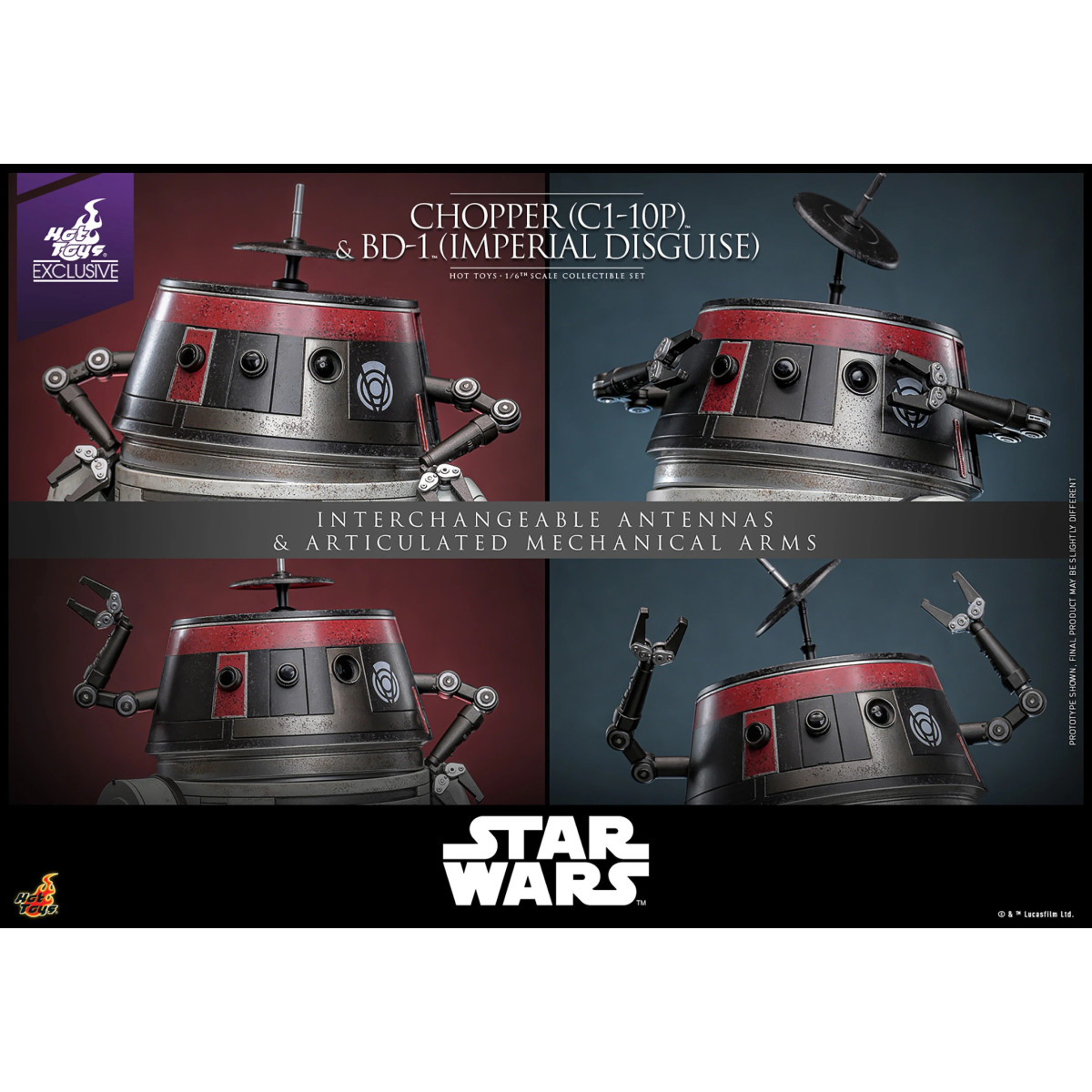 Hot Toys Star Wars - Chopper (C1-10P) & BD-1 (Imperial Disguise) - Rebels Hot Toys Exclusive