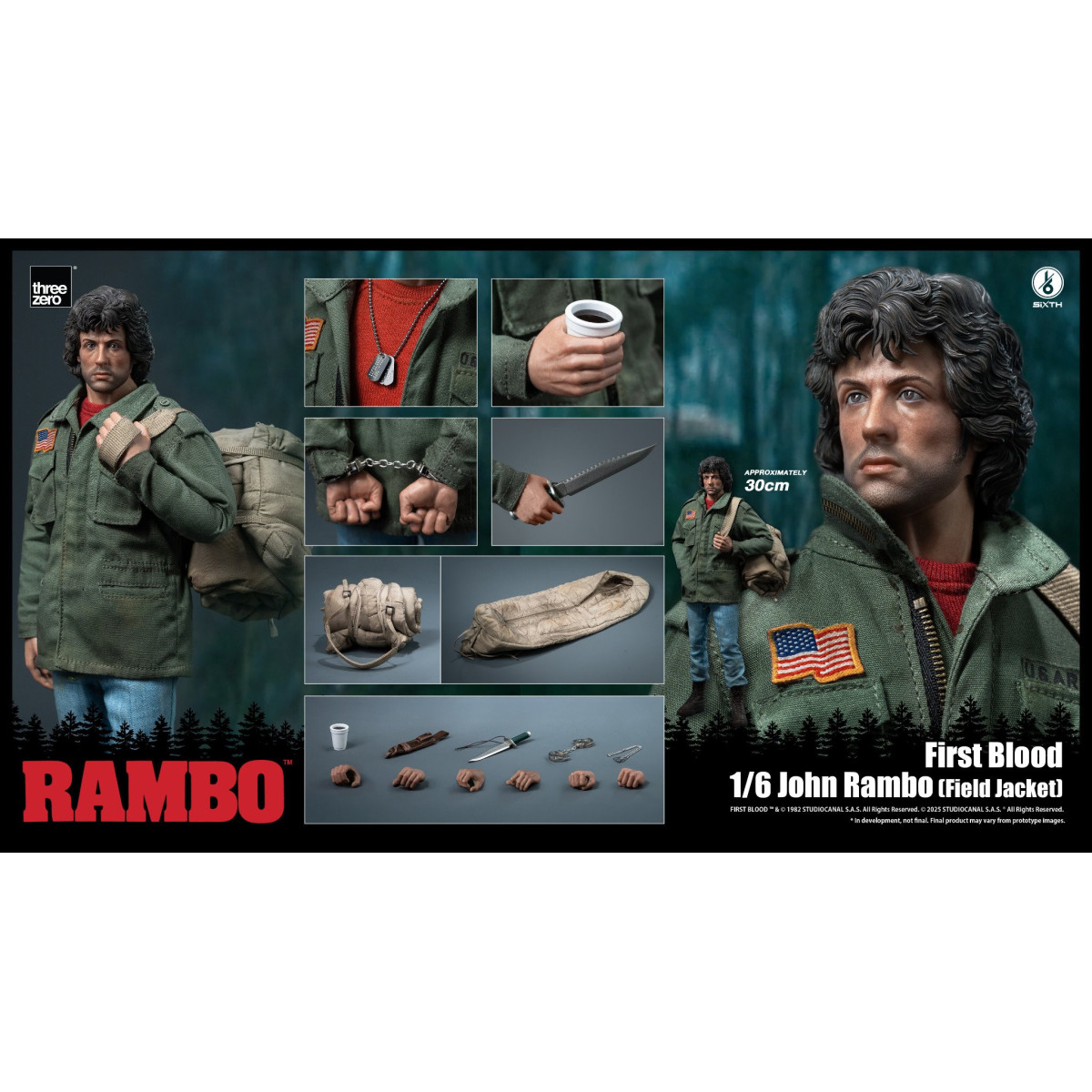 Three Zero - Rambo I - Action figure 1/6 - John Rambo Field Jacket - 30cm