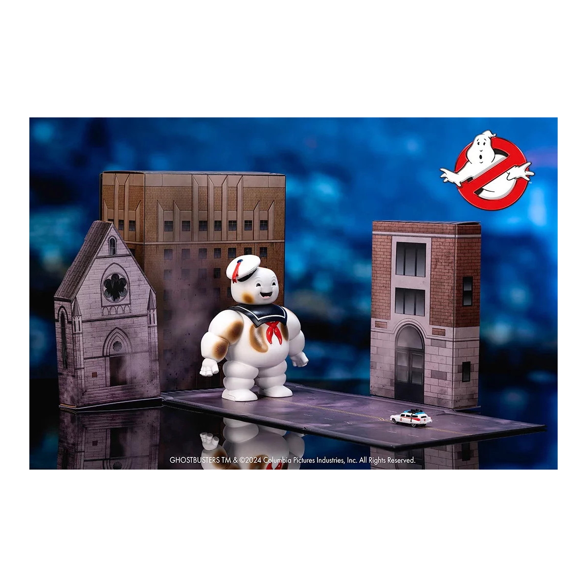 Jada Toys - Ghostbusters Stay Puft marshmallow man with Cadillac Ecto-1 - Nano Scene 1/64