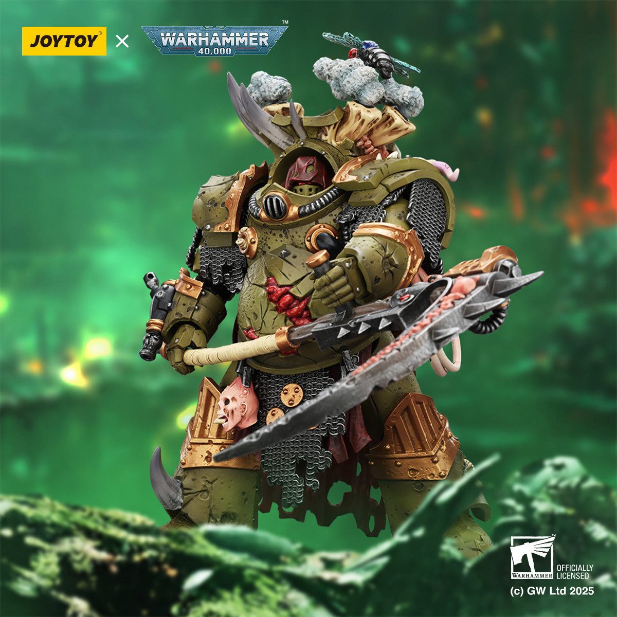 Joytoy - Death Guard - Deathshroud Terminator 1 with Manreaper and Plaguespurter Gauntlets 1/18 - Warhammer 40k