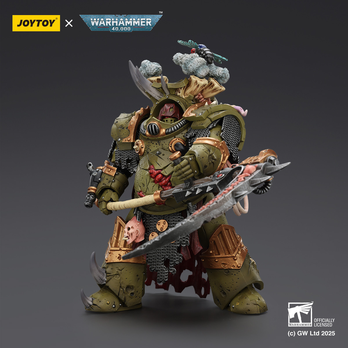 Joytoy - Death Guard - Deathshroud Terminator 1 with Manreaper and Plaguespurter Gauntlets 1/18 - Warhammer 40k