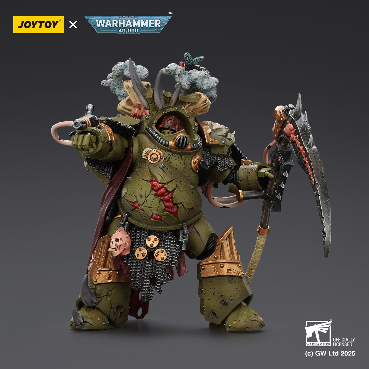 Joytoy - Death Guard - Deathshroud Terminator 1 with Manreaper and Plaguespurter Gauntlets 1/18 - Warhammer 40k