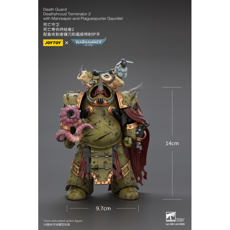 Joytoy - Death Guard - Deathshroud Terminator 2 with Manreaper and Plaguespurter Gauntlets 1/18 - Warhammer 40k