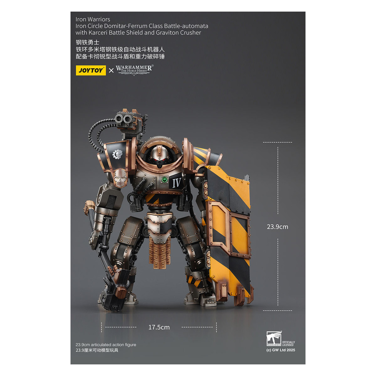 Joytoy - Iron Warriors Iron Circle Domitar-Ferrum Class Battle-automata with Karceri Battle Shield and Graviton Crusher 1/18