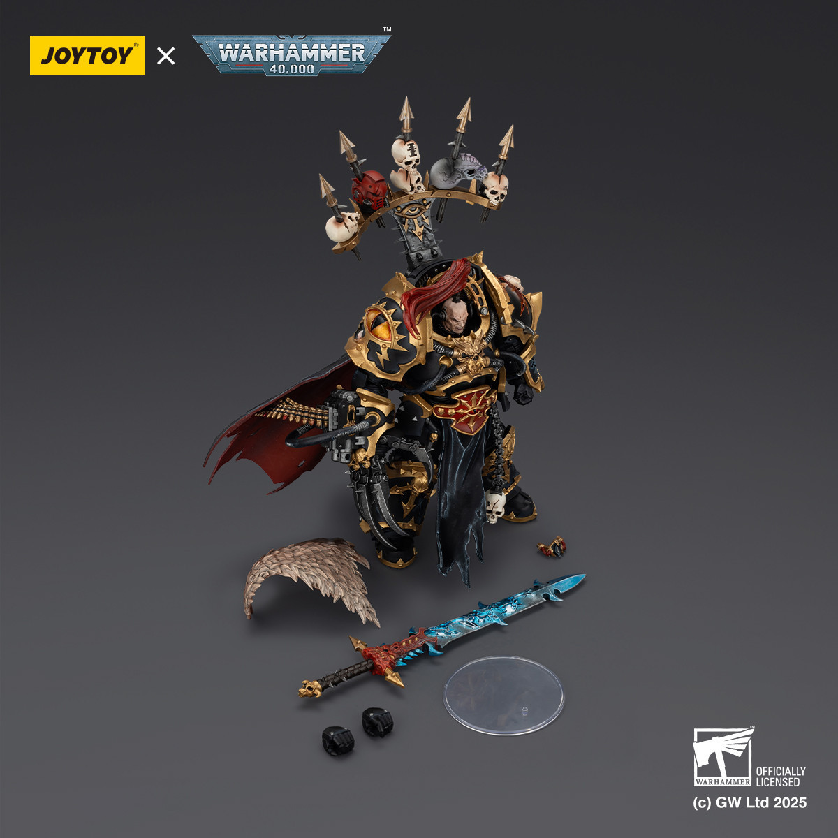 JoyToy Chaos Space Marines - Black Legion - Abaddon the Despoiler with Drach'nyen and the Talon of Horus - 1/18 - Warhammer 40K