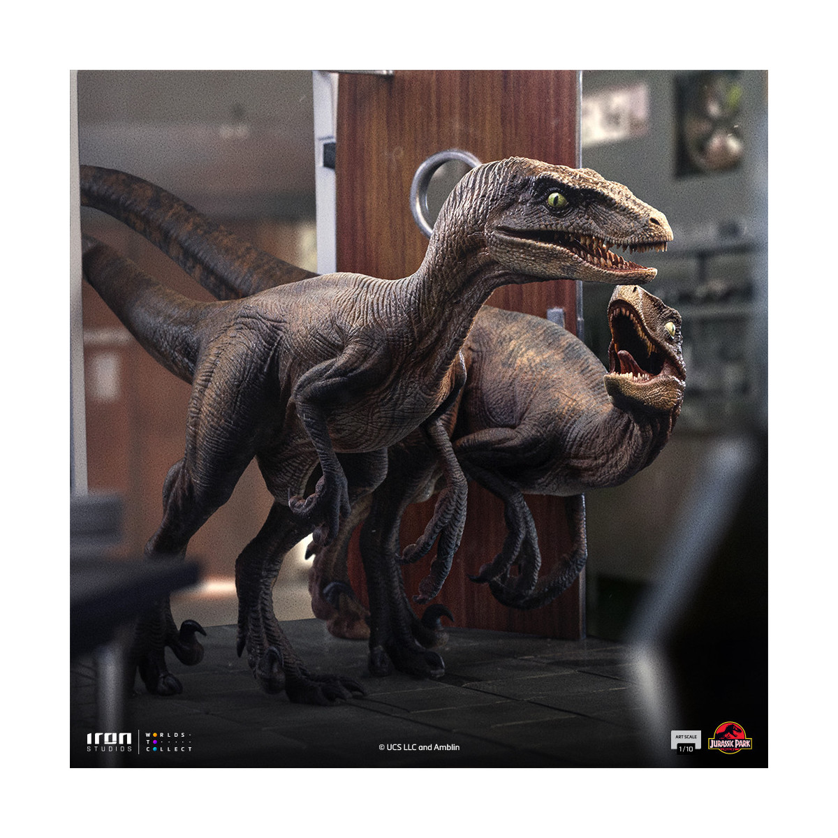 Iron Studios - Raptors at the kitchen's door - Jurassic Park 1/10 Bds Art Scale