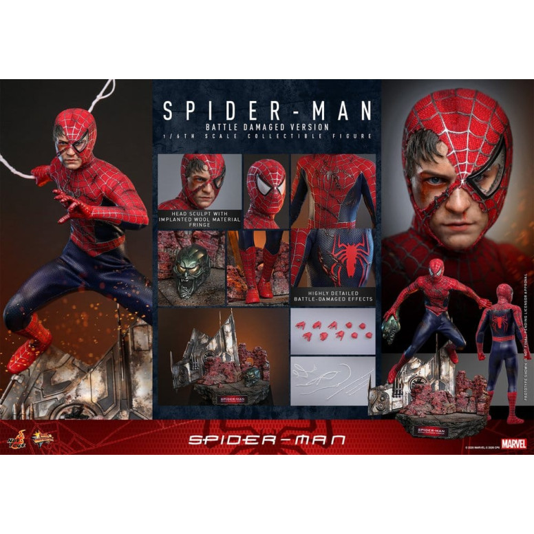 Hot Toys Marvel - Spider-Man (Battle Damaged Version) - Spider-Man (2002) Movie Masterpiece 1/6