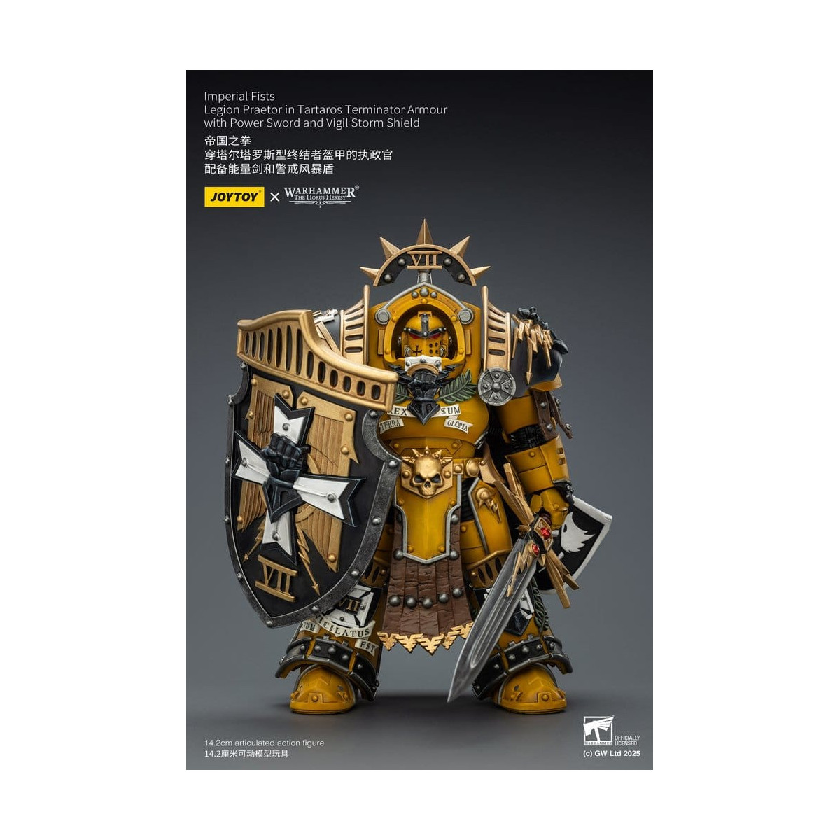 Joytoy - Warhammer - Imperial Fists - Legion Praetor in Tartaros The Terminator Armour with Power Sword and Vigil Storm Shield 1