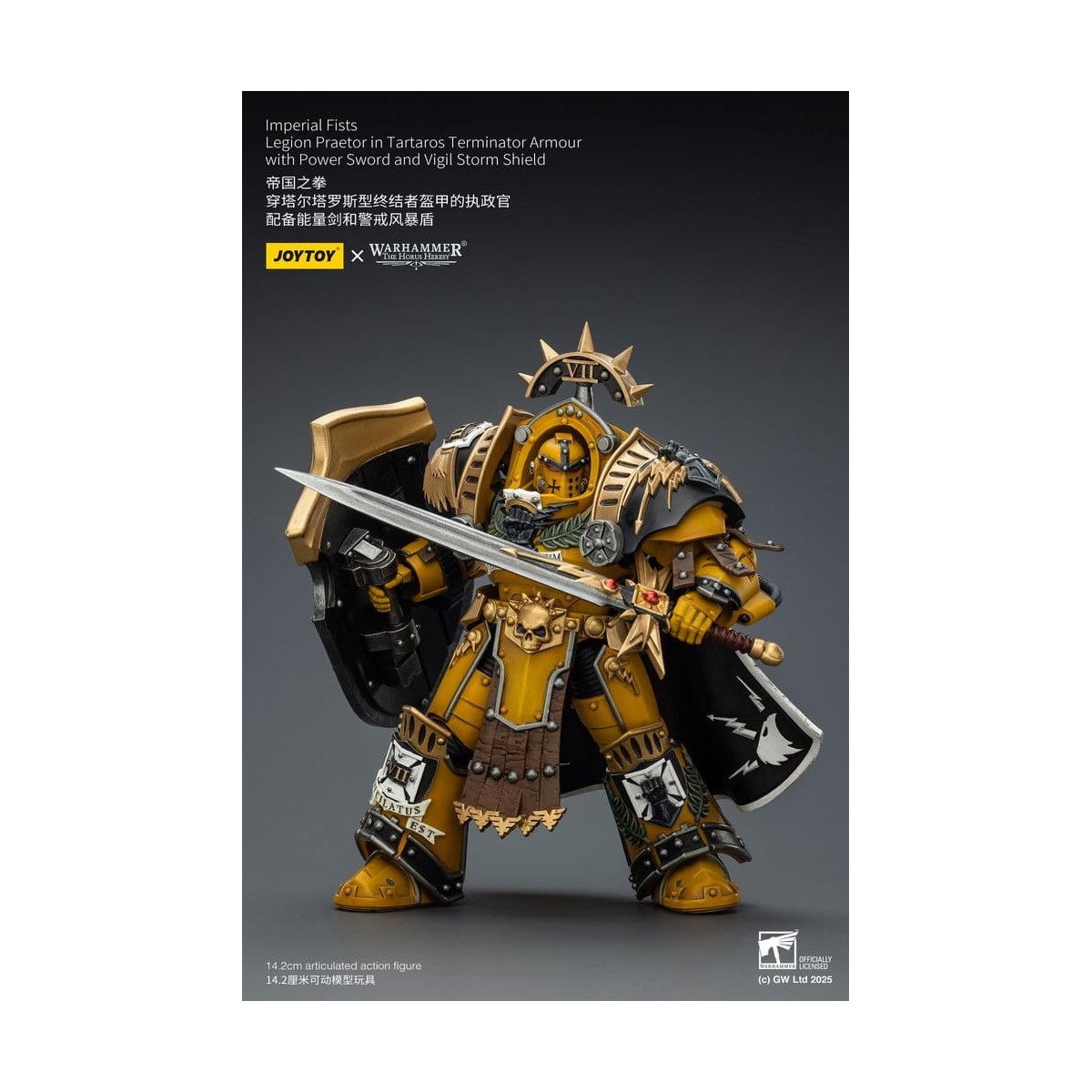 Joytoy - Warhammer - Imperial Fists - Legion Praetor in Tartaros The Terminator Armour with Power Sword and Vigil Storm Shield 1